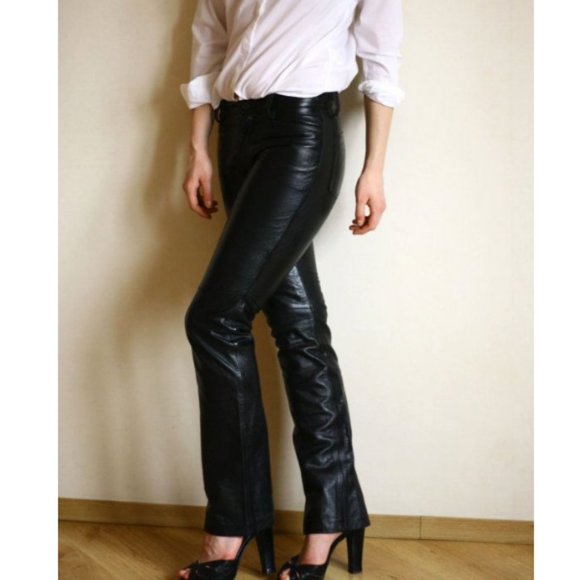GAP Pants - Vintage Gap Boot Cut Leather Pants Black Size 6